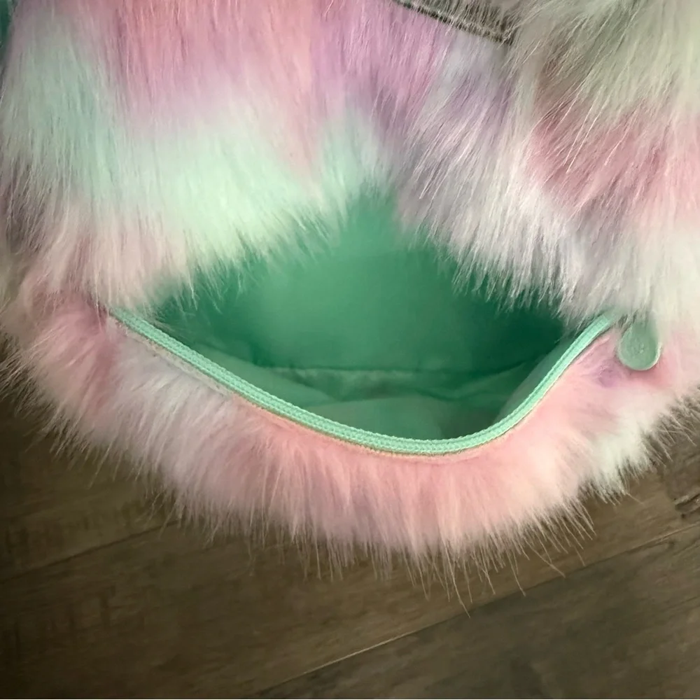 NWOT Justice Furry Unicorn Mini Backpack with Adjustable Straps